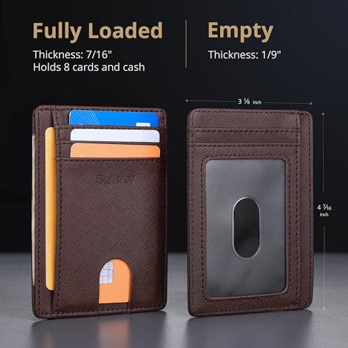 Buffway Slim Minimalist Front Pocket RFID Blocking Leather Wallets for Men and Women - Cross Coffee - color: Cross Coffee