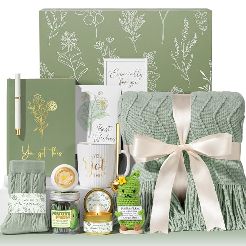 Self Care Get Well Soon Gifts Baskets for Women, Birthday Gifts Spa Care Package After Surgery, Inspirational Thinking of You Sympathy Basket Feel Better Christmas Encouragement Gift for Mom Friends - color: Sage Green