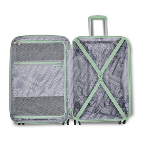 American Tourister Stratum 3.0 Medium 24-Inch Spinner, Airline Approved, Durable Hardside Luggage, Expands 1.5", RightHeight™ Adjustable Handle, Surrel Green - color: Surreal Green, size: Medium - Checked