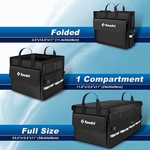 K KNODEL Car Trunk Organizer with Lid, Collapsible Car Trunk Storage Organizer, Car Organizer and Storage for SUV, Truck, Sedan (Medium, Black) - color: Black, size: Medium-With Lid