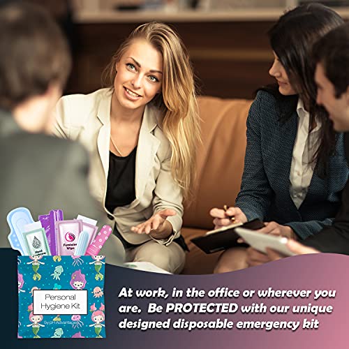 Menstrual Kit All-in-One 10 Pack | Convenience on The Go | Period Kit Pack for Travelling, Tweens & Teenager | Individually Wrapped Feminine Hygiene Product (Under the Sea) - color: Under the Sea