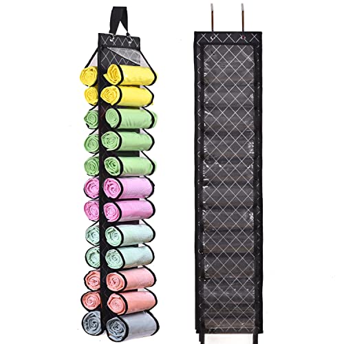Legging Storage Bag Storage Hanger Can Holds 24 Leggings or Shirts Jeans Compartment Storage Hanger, Foldable Leggings Organizer Clothes Portable Closets Roll Holder (Color-LX) - color: Color-LX