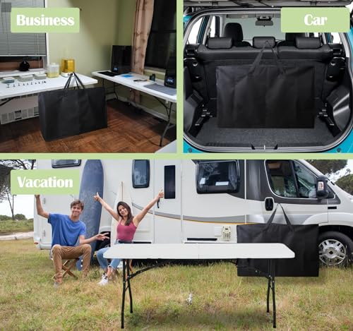 Folding Table Storage Bag, 25" D X 25" W X4.5 H Waterproof Heavy Duty Carrying Bag for 4ft Folding Tables, Picnic/Camp Tables Cover with Durable Zipper & Shoulder Strap, Black - size: 4FT Folding Table Bag