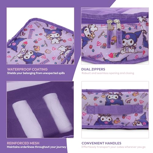 Sanrio's Hello Kitty Packing Cubes - 5 Piece Packing Cube Bags - Travel Essentials - Suitcase Luggage Organizer Set - Hello Kitty and Friends, My Melody, Kerromi, Kerropi, Badtz-Maru (Kerromi) - color: Purple