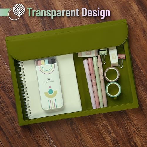 Mr. Pen- Green Letter Size File Folders, Clear Plastic, Document Folders - color: Green