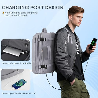 Beraliy Travel Backpack, Personal Item Bag Ailrline Approved, 17.3 Inch Laptop Backpack, Carry On Travel Bag, Hiking Backpack, Casual Backpack, Grey - color: Grey, size: Large
