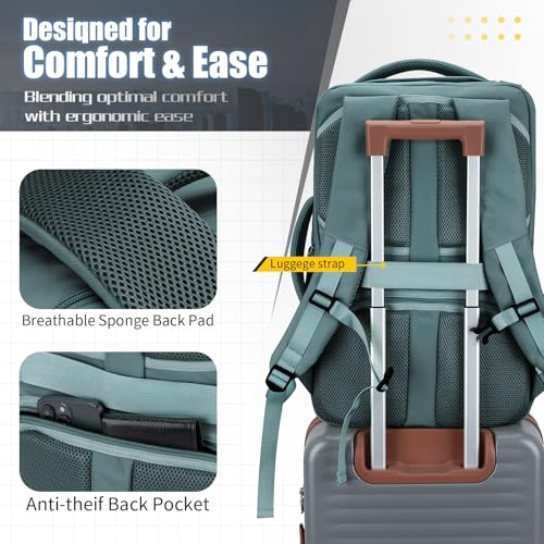 42L Travel Backpack with 4 Packing Cubes, TSA Friendly Flight Approved Carry-On Bag, Water-Resistant Business Backpack for Men Women, Fits 17.3" Laptop (Army Green) - color: Army Green