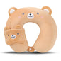 Kids Neck Pillow for Travel with Sleep Eye Mask, Cute Travel Neck Pillow, Memory Foam Flight Sleeping Headrest Pillow for Boys & Girls, Airplane, Train, Car, Home Use - Brown Bear - color: Brown Bear