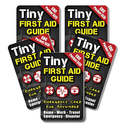 Tiny First Aid Guide: Emergency Medical Care for Anywhere - The Ultimate Step-by-Step, Everyday Carry: Survival Medicine Pocket, Micro-Guide, 5-Pack - style: 5 Tiny First Aid Guides