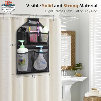 MISSLO Bathroom Shower Organizer Mesh Hanging Shower Caddy with Rotatable Hanger (Black)