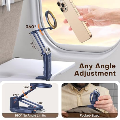 OMOTON TP02 360°Rotating for MagSafe Tripod Mount, Adjustable Aluminum Magnetic Phone Tripod for iPhone 17/16/15/14 Pro Max Air, Foldable Cell Phone Stand Fits Vlog, Gym, Travel Essentials, Navy Blue - color: 3-Navy Blue