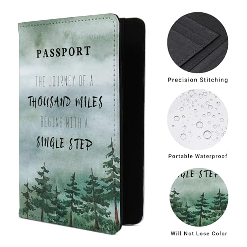 PDE-QUNLIAN Passport Book Holder Passport Wallet for Children Passport Holder for Kid Passport Cover for Boy and Girl Passport Case Passport Books Holder 1 PCS (6x4IN) - color: Green trees-1pcs