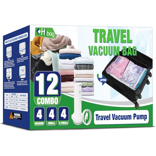 Travel Vacuum Bags with Electric Pump, Vacuum Travel Bags for Luggage and Suitcase, Combo 12 Pack - size: 12-combo