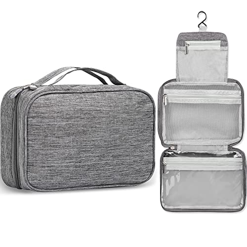 Etercycle Toiletry Bag for Women Men, Waterproof Hanging Toiletry Bags for Traveling, Portable Foldable Travel Wash bag with Hanging Hook, Shaving Bag for Bathroom Shower- Gray - color: Gray