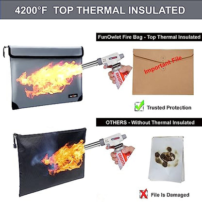 Fireproof Waterproof Money Document Bag - with 4200°F Heat Insulated Safe Storage Pouch with Zipper Upgraded 8 Layers of Functional Material for Valuables (13.9"x10.6" Gray) - size: 13.9"x10.6"