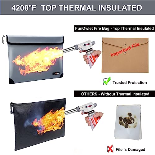 Fireproof Waterproof Money Document Bag - with 4200°F Heat Insulated Safe Storage Pouch with Zipper Upgraded 8 Layers of Functional Material for Valuables (13.9"x10.6" Gray) (Pack of 2) - size: 13.9"x10.6" (Pack of 2)
