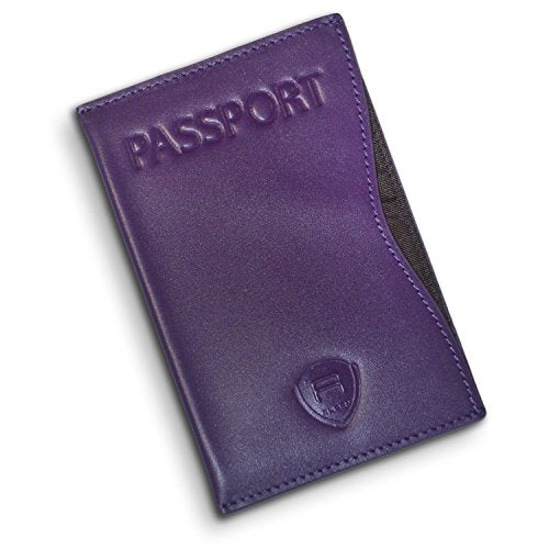 Alban RFID Passport Holder Women Men RFID Blocking Travel Passport Wallet Case Genuine Leather Passport Cover porta pasaporte - color: Purple