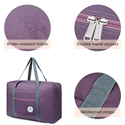 For Spirit Airlines Personal Item Bag Foldable Travel Duffel Bag Tote Carry on Luggage Duffle Overnight for Women and Men - color: 1112 Purple