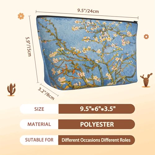 Blossoming Almond Tree Cosmetic Bag Flower Makeup Bags,Travel Make up Bags for Women Girls Cute Zipper Pouch Toiletry Organizer Bag Travel Essentials - color: Blossoming Almond Tree