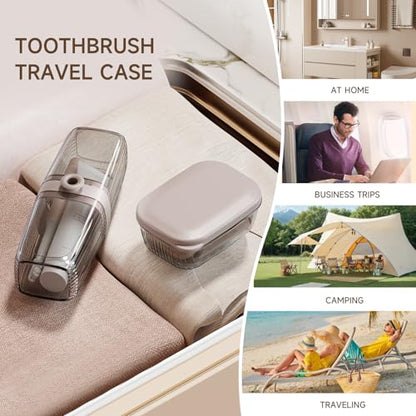 Topavatop Toothbrush Travel Case, 2 in 1 Toothbrush Holder and Rinse Cup, Large Capacity Toothbrush Cup with Cover, Portable Travel Toothbrush Holder for Traveling, Camping, Trip - 1Pcs - Beige&Clear - color: Clear