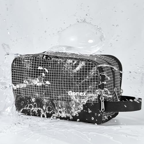 Gonex Travel Toiletry Bag Nylon, Shaving Bag Toiletry Organizer Check Patten (Black) - color: Check Patten (Black)