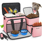 6 Set Dog Travel Bag, Large Pet Supplies for Dogs, Includes 2 Collapsible Dog Bowls, 2 Food Containers, 1 Treat Pouch with Pet Travel Bag, Pink - color: Pink