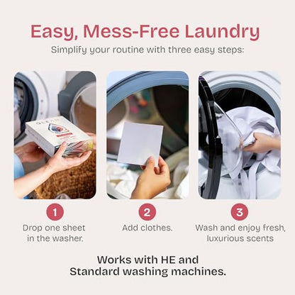 QLEAN Laundry Detergent Sheets – Travel-Friendly, HE & Standard Washer Safe, Liquidless Laundry Soaps, Quick-Dissolving Formula, Skin-Friendly (120 Loads, Sweet Summer Love)