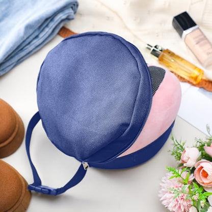 1 Pcs Travel Neck Pillow Bag Compact Travel Neck Carrying Case Bag for Airplane Train Journey Quick Release Clasp Attaches to Luggage Purse Backpack, Pillow Not Included(Blue) - color: Blue