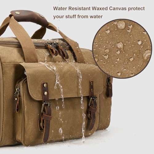 Waxed Canvas Duffel Bag 50L, Khaki | Waterproof, Travel, Overnight, Weekender - color: Khaki