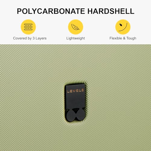 LEVEL8 Carry on Luggage Airline Approved, Small Carry on Suitcases with Wheels, Lightweight Hardside Textured Luggage for Travel, Tsa Approved, 20-Inch, Pickle Green - color: Pickle Green, size: Carry-On 20 Inch + 6PC