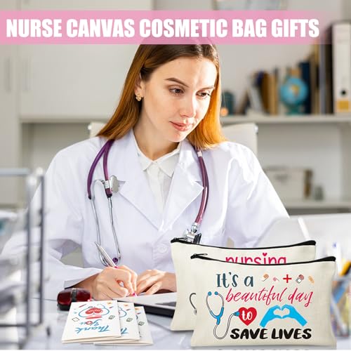 30 Set Nursing Cosmetic Makeup Bag Nurse Survival Kit Nurse Appreciation Gifts for Women Pouch Nurse Gift Funny Travel Toiletry Bag with Thank You Nurse Card for Nurses Practitioner Thank You Gift - style: Nursing