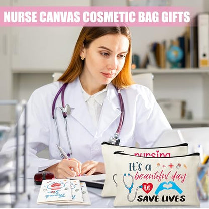 30 Set Nursing Cosmetic Makeup Bag Nurse Survival Kit Nurse Appreciation Gifts for Women Pouch Nurse Gift Funny Travel Toiletry Bag with Thank You Nurse Card for Nurses Practitioner Thank You Gift - style: Nursing