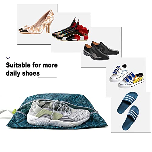 BeeGreen Shoe Organizer Shoe Bags For Travel with Zipper Closure, Shoe Storage Organizer with Handle Travel Bags, Green Blue Lightblue-Geometry, Large, Green Blue Lightblue-geometry - style: Green Blue Lightblue-geometry