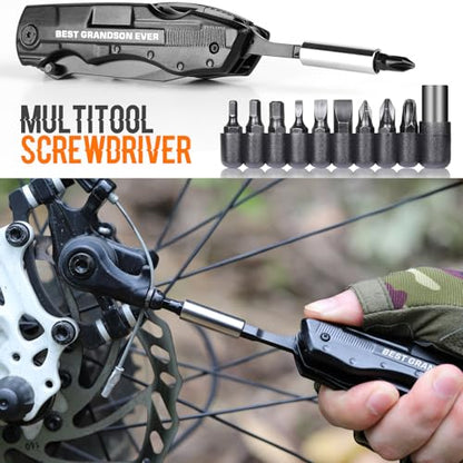 Grandson Gifts from Grandma, Multitool Knife, Grandson Gifts, Grandsons Christmas Practical Gift, Gift for Camping, Hiking, Fishing, 20 in 1 Multitool - style: GRANDSON GIFTS