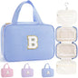 TOPEAST Bridesmaid Proposal Gifts - Bridal Shower Gifts, Hanging Toiletry Bag for Women, Personalized Travel Gifts for Women, Monogrammed Initial Toiletry Pouch Makeup Bag - Letter B, Blue - color: Blue, style: B
