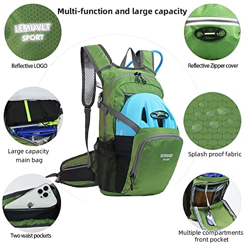 Hiking Daypack Waterproof Biking Backpack 15L Lightweight Durable Backpack for Ski Snowboarding Running MTB Cycling - color: Olive