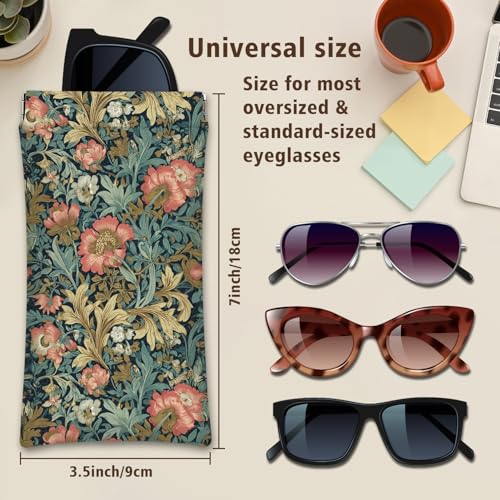 Eyeglass Cases 4 Pack,Boho Floral Pattern Sunglasses Case,PU Leather Soft Eye Glass Pouch for Women Men Student - color: Green