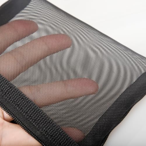Patu Mini Zipper Mesh Bags, 4" x 5", Size S / A7, 5 Pieces, Beauty Makeup Lipstick Cosmetic Accessories Organizer, Small Travel Kit Storage Pouch, Black - size: S A7, Mini (4" x 5", 5 pcs)