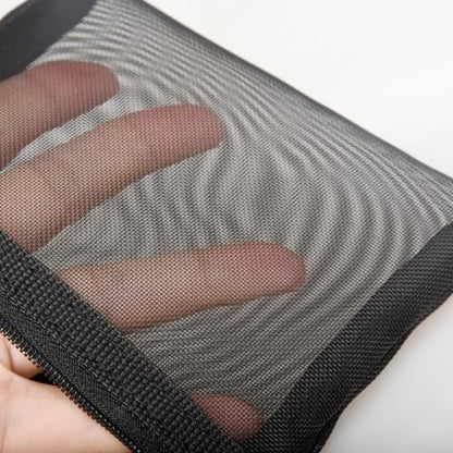 Patu Mini Zipper Mesh Bags, 4" x 5", Size S / A7, 5 Pieces, Beauty Makeup Lipstick Cosmetic Accessories Organizer, Small Travel Kit Storage Pouch, Black - size: S A7, Mini (4" x 5", 5 pcs)