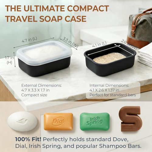 AIMAIAIMAI Enhanced Leak Proof Travel Soap Case, Compact Silicone Travel Soap Dish with Drainage Pad, Great for Gym, Camping, Bussines Trip (Black) - color: Black