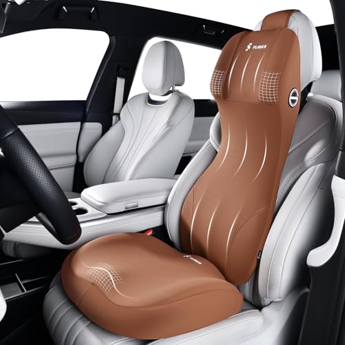 FLORICH Memory Foam Seat Cushion for Car and Lumbar Support Headrest Pillow Ergonomic Car Seat Back Support Neck Pillow for Driving Truck Driver Seat Cushion Lumbar Pillows for Back Pain Relief, Brown - color: Brown, size: Seat Cushion + 2-in-1 Lumbar&hea