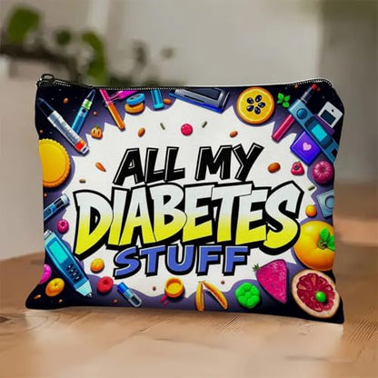 Medicine Storage Pouch with Diabetes, Medicines Bag, and Medical Supply Designs, White Canvas Zipper Cases, Multi-Use Functionality (Gift for Birthdays, Graduation, Christmas) (Style H) - style: Style H
