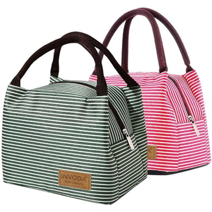 2PCS Lunch Bags Reusable Lunch Tote Bags Portable Lunch Cooler Bag Lunch Holder Insulated Lunch Box Bag for Picnic Office Beach (Green+Red) - color: Green+Red