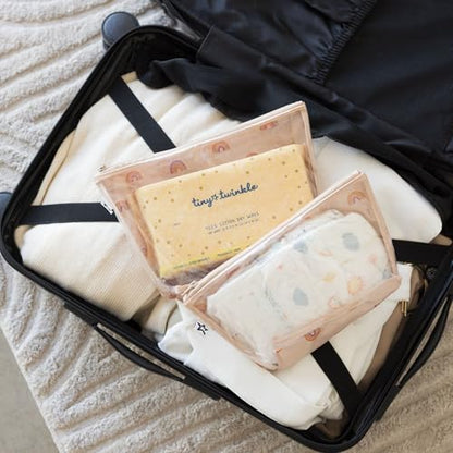 Tiny Twinkle Diaper Bag Organizing Pouches | 2 Pack Mess-Proof Travel Organizer Bags with Structured Bottom & Clear Front | TSA Approved Toiletry Bag Set for Baby and Mom Essentials (Boho Rainbow) - color: Boho Rainbow