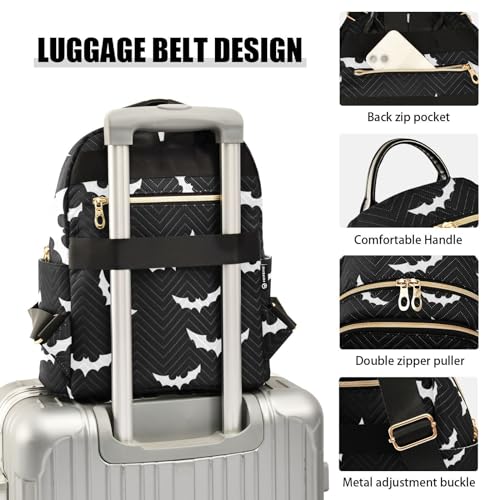 Women Fashion Backpack Purse Casual Lightweight Travel Shoulder Bag Halloween Bat Gothic Rucksack Ladies Bag, Small - color: Halloween Bat Gothic, size: Small
