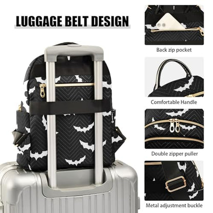 Women Fashion Backpack Purse Casual Lightweight Travel Shoulder Bag Halloween Bat Gothic Rucksack Ladies Bag, Medium - color: Halloween Bat Gothic, size: Medium