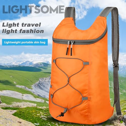 levayhill 16L Foldable Hiking Backpack,Small Packable Daypack,Orange | Lightweight ,Outdoor Collapsible Rucksack,Ultralight Folding Back Pack, Water Repellent, Men Women Travel Gym, Easy Carry-on - color: Orange