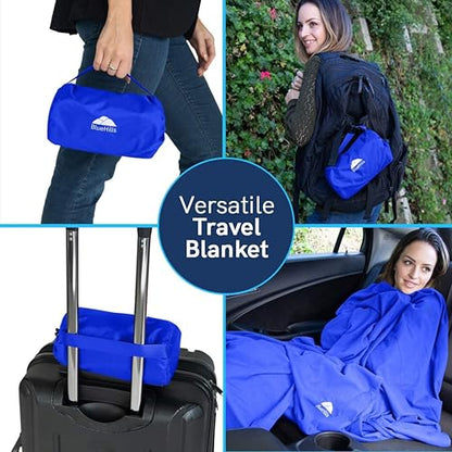BlueHills Ultra Compact Travel Blanket 2 Pack Large Soft Cozy Portable Blanket Sheet with Carry Case and for Flight Airplane Car Layover Camping Hotel Blue C205-2PK-Royal - color: C205-2pk-royal