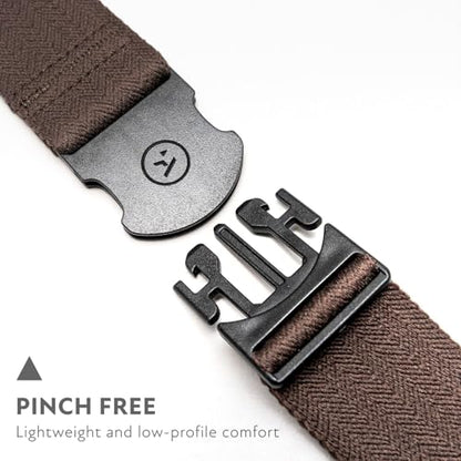 Arcade The Original Unisex Adventure Belt, Heavy Duty Elastic Webbing, Non-Metal Travel Friendly Buckle - color: Medium Brown