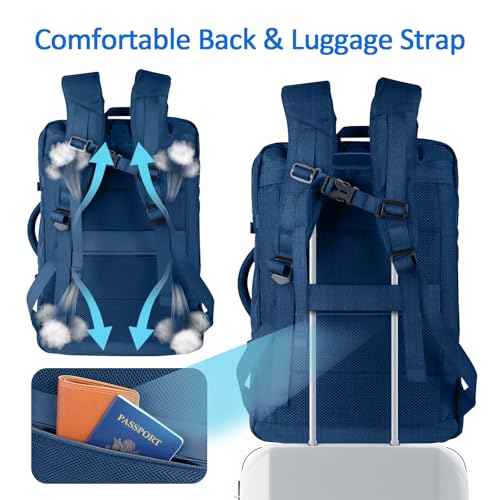 AREYTECO Large Travel Laptop Backpack for Men, 50L Carry On Backpack, Expandable Laptop Bag Water Resistant Overnight Weekender Gym Daypack Traveling Backpack, Traveler Gifts, Blue - color: Blue, size: 17.3 Inch (20''x13''x10'')